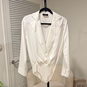 Zara Satin Finish Tailored Blouse Bodysuit – Size Small